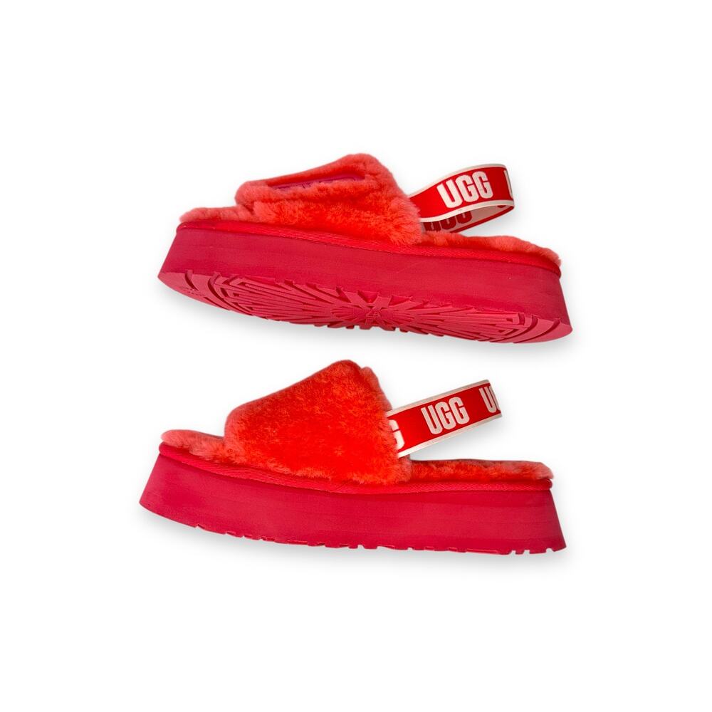 Ugg Women's Disco Slide Sandal Size 8 Pink Slingback Sherpa Sheepskin Platform - Picture 4 of 12